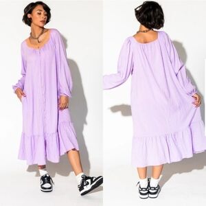 NWT Dressed In Lala Romanticize Your Life Midi Maxi Dress Lavender Purple